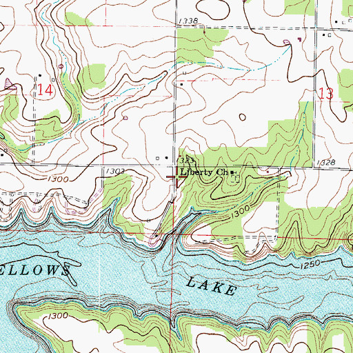 Topographic Map of Liberty School (historical), MO