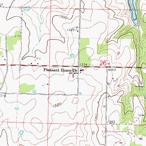 Topographic Map of Whitlock School, MO