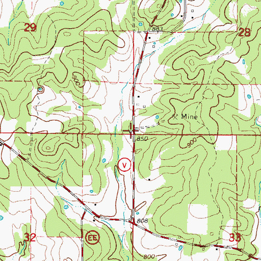 Topographic Map of Barren Creek School, MO