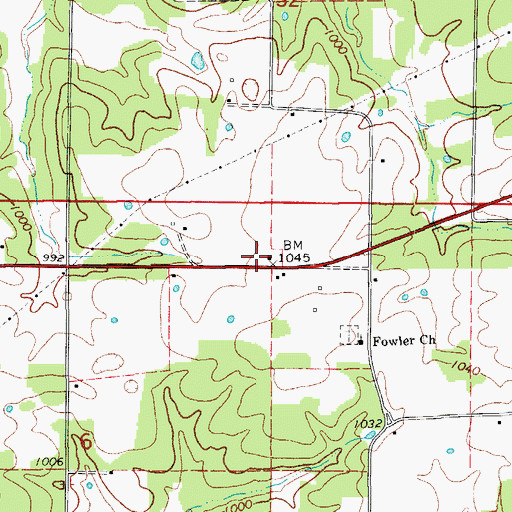 Topographic Map of Oak Grove School, MO
