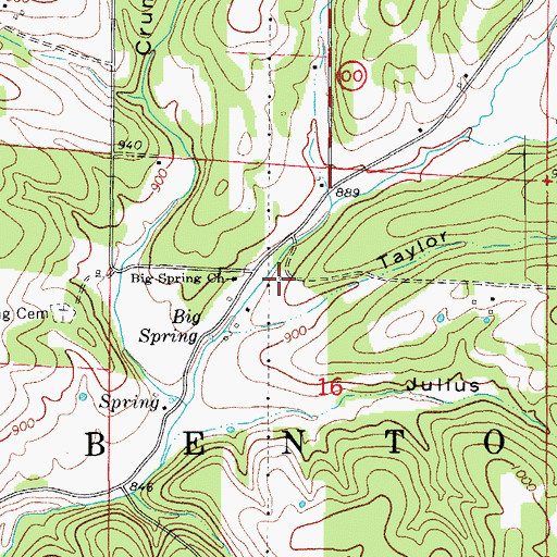 Topographic Map of Big Spring School, MO