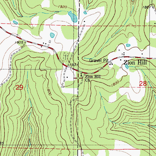 Topographic Map of Zion Hill School, AR