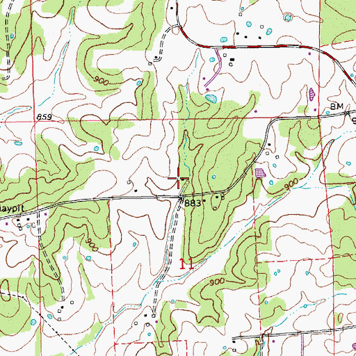 Topographic Map of Reeds Defeat School, MO