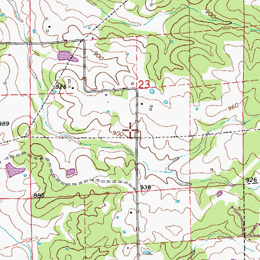 Topographic Map of Oak Grove School (historical), MO