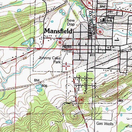 Topographic Map of Johnny Cake Park, AR