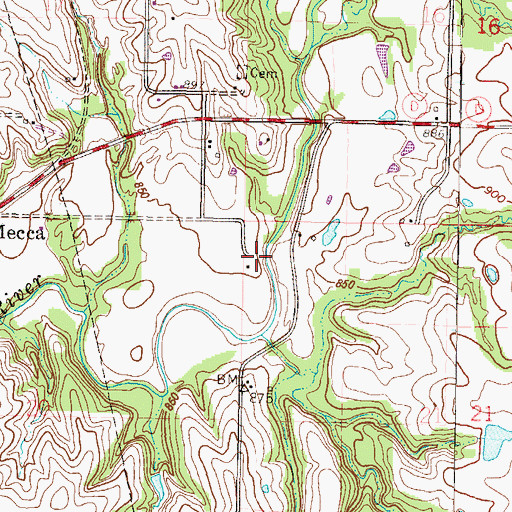 Topographic Map of Hixson Bridge (historical), MO