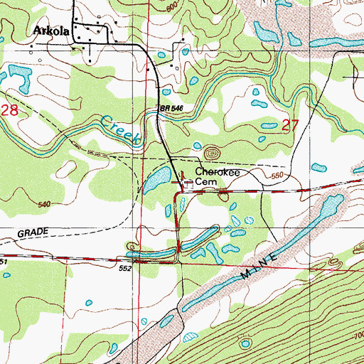 Topographic Map of Cherokee Cemetery, AR
