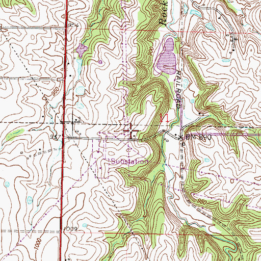 Topographic Map of Woods School, MO