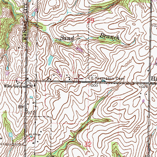 Topographic Map of Hampton School, MO