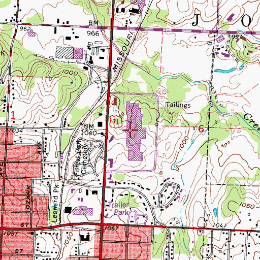 Topographic Map of North Park Mall, MO