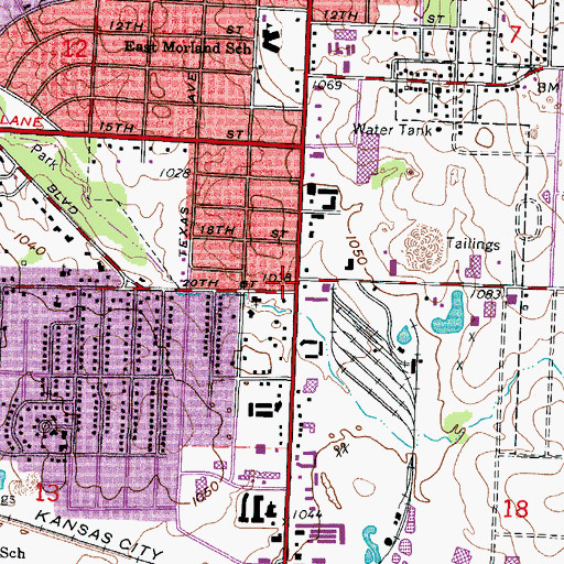Topographic Map of Bel-aire Shopping Center, MO