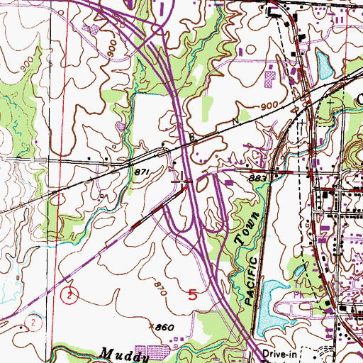 Topographic Map of Westchester Village Shopping Center, MO