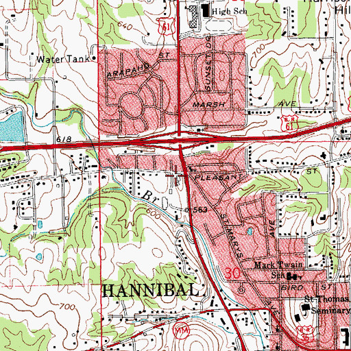 Topographic Map of Steamboat Bend Shopping Center, MO
