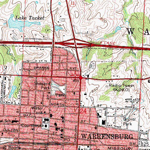 Topographic Map of Northpark Shopping Center, MO