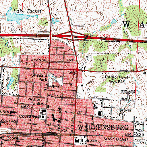 Topographic Map of Big 'T' Shopping Center, MO
