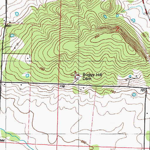 Topographic Map of Buggy Hill Cemetery, AR