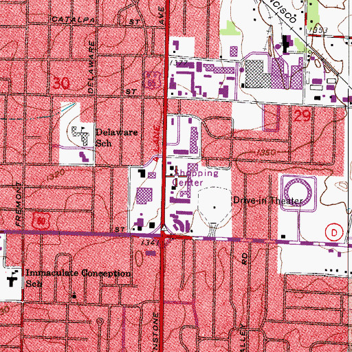 Topographic Map of Southern Hills Shopping Center, MO