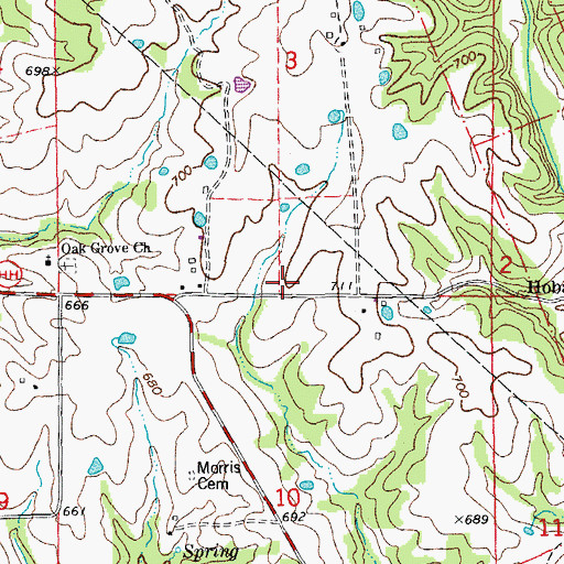 Topographic Map of Oak Grove School (historical), MO