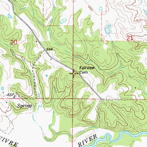 Topographic Map of Fairview Church (historical), MO