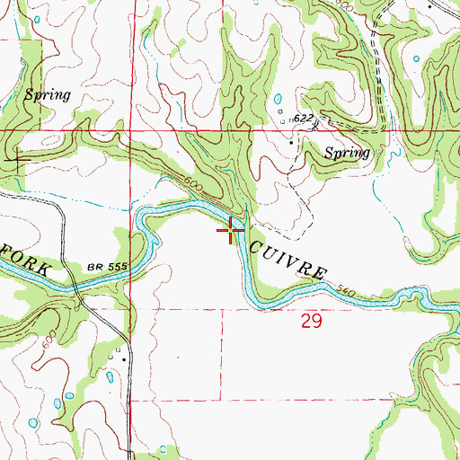 Topographic Map of Morris Ford Bridge (historical), MO