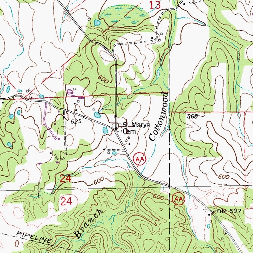 Topographic Map of Mashek Church (historical), MO