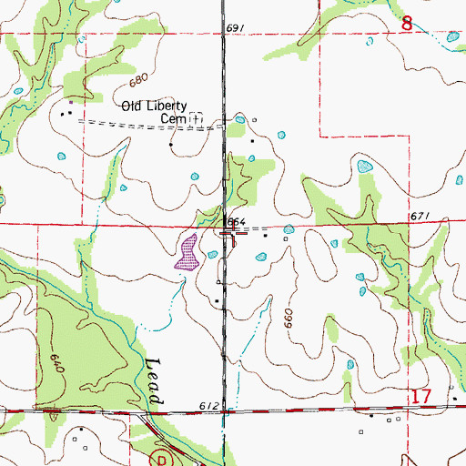 Topographic Map of Reddish School (historical), MO