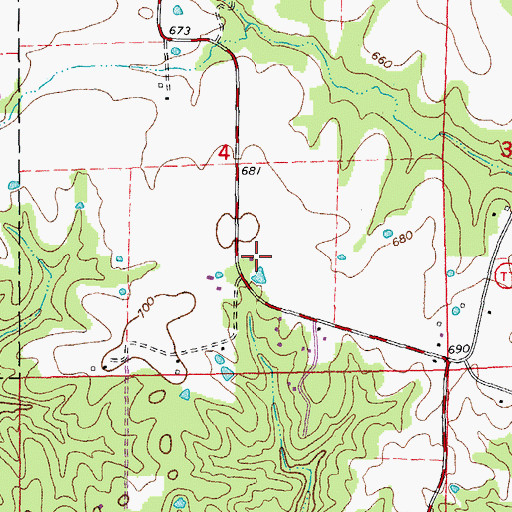 Topographic Map of Palmer School (historical), MO