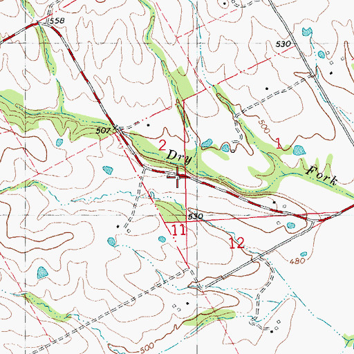 Topographic Map of Barton School (historical), MO