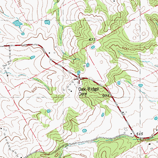 Topographic Map of Oak Ridge Church (historical), MO