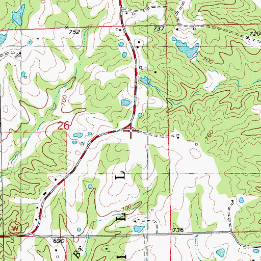Topographic Map of Brussells School (historical), MO