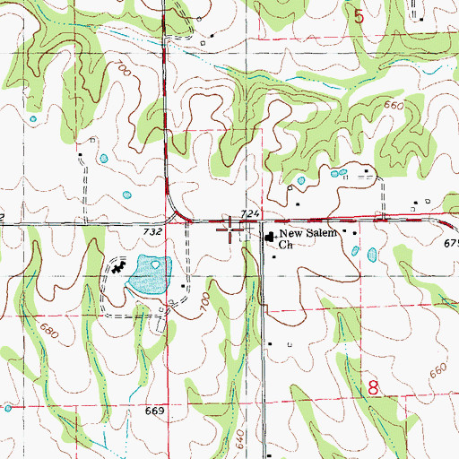 Topographic Map of New Salem School (historical), MO