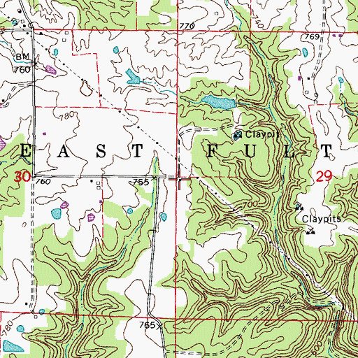 Topographic Map of Red Star School (historical), MO