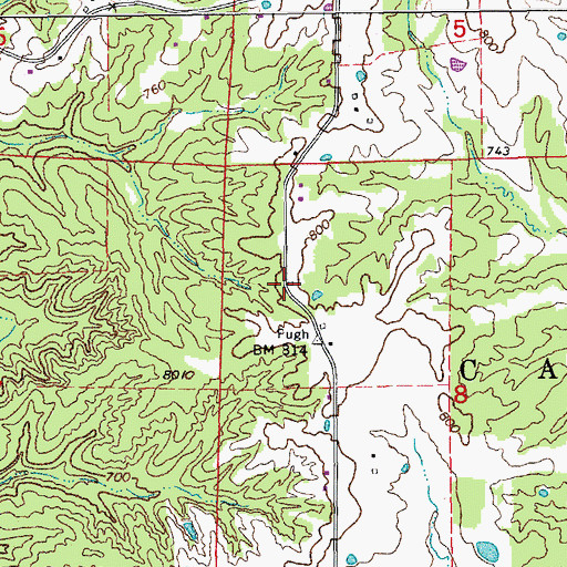 Topographic Map of Pugh School (historical), MO