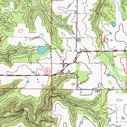 Topographic Map of Ashland School (historical), MO