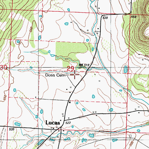 Topographic Map of Doss Cemetery, AR