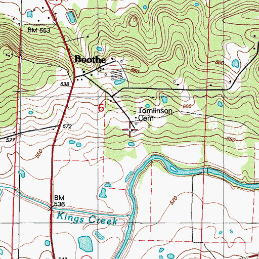 Topographic Map of Tomlinson Cemetery, AR