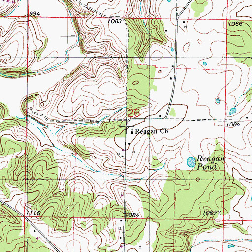 Topographic Map of Reagan School (historical), MO