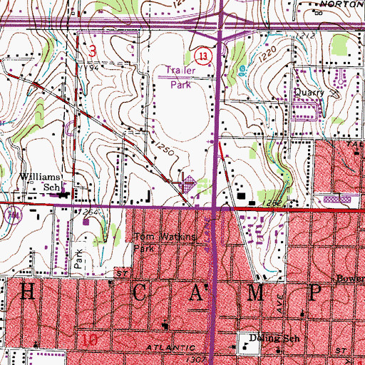 Topographic Map of Town and Country Plaza, MO