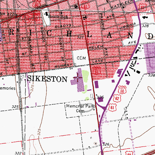Topographic Map of Kingsway Mall, MO