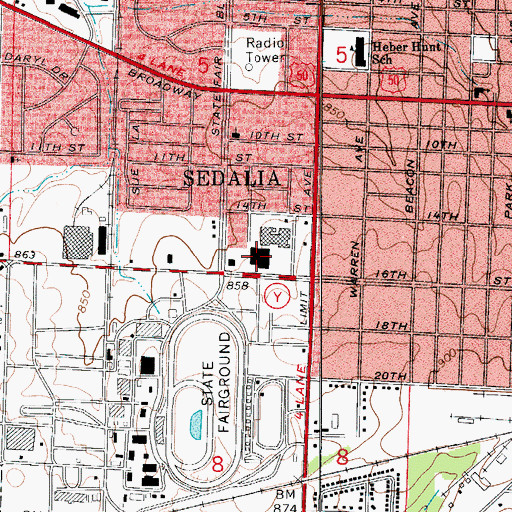 Topographic Map of State Fair Shopping Center, MO