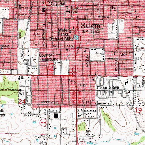 Topographic Map of Crossroads Shopping Center, MO