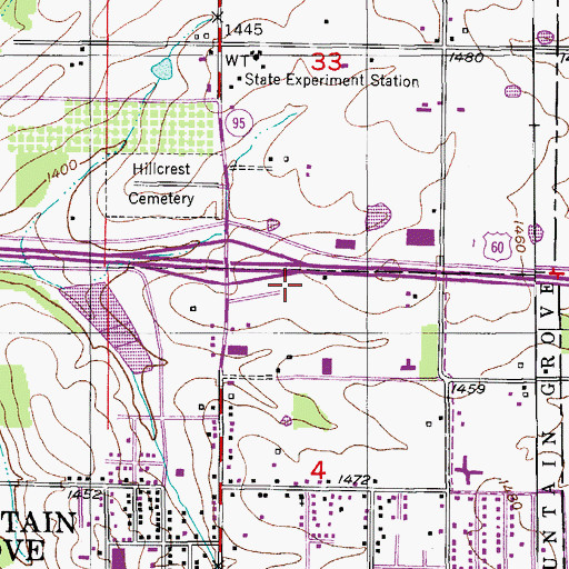 Topographic Map of Hilcrest Shopping Center, MO