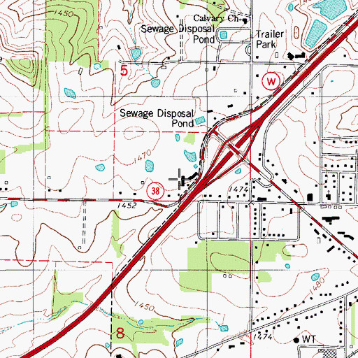 Topographic Map of Marshfield Village Shopping Center, MO