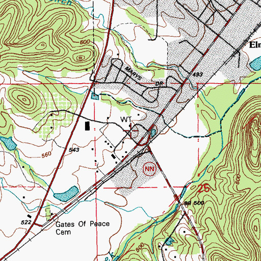 Topographic Map of Twin Pike Shopping Center, MO