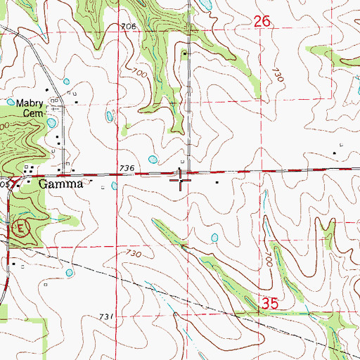 Topographic Map of Prairie Flower School, MO