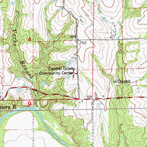 Topographic Map of Central Grove School (historical), MO