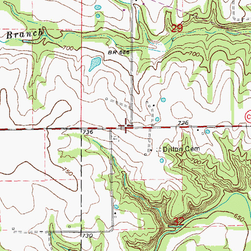 Topographic Map of Hazel Dell School (historical), MO