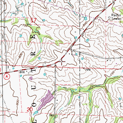 Topographic Map of Young School (historical), MO
