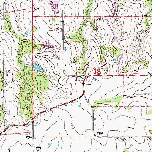 Topographic Map of Postoak School (historical), MO