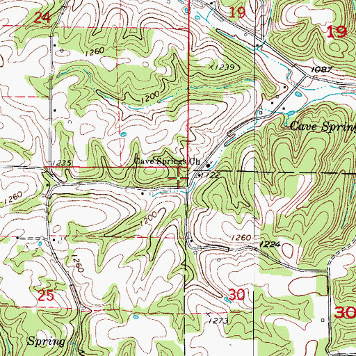 Topographic Map of Cave Springs School (historical), MO